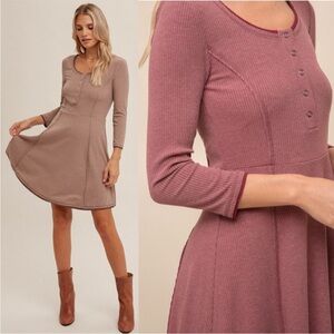 Hem & Thread Mauve Long Sleeve Dress